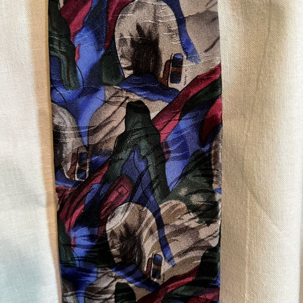 J. Garcia Stonehenge LTD Collection Colourful Abstract All Silk Tie Made‎ in USA
